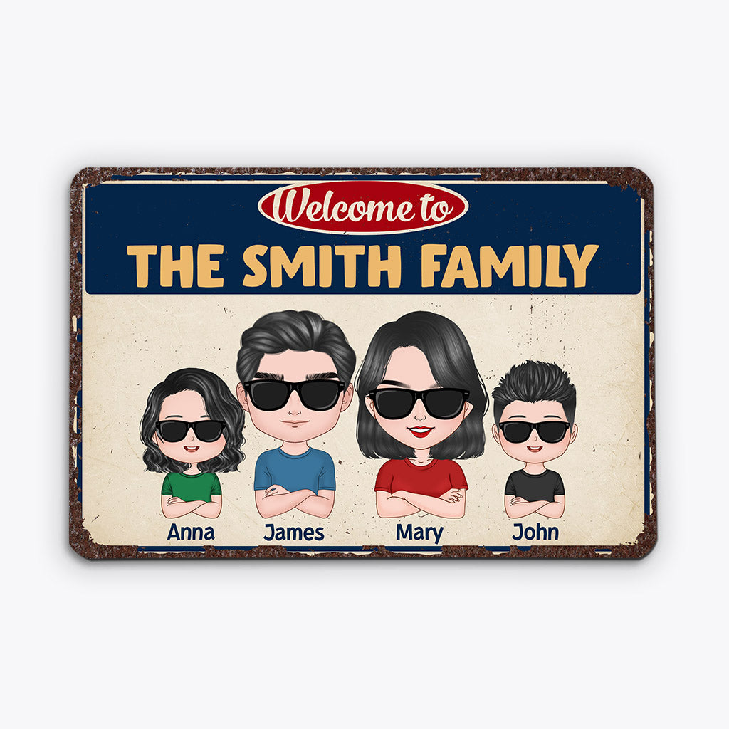 Welcome To Family Name Metal Sign - Unique Family Gifts