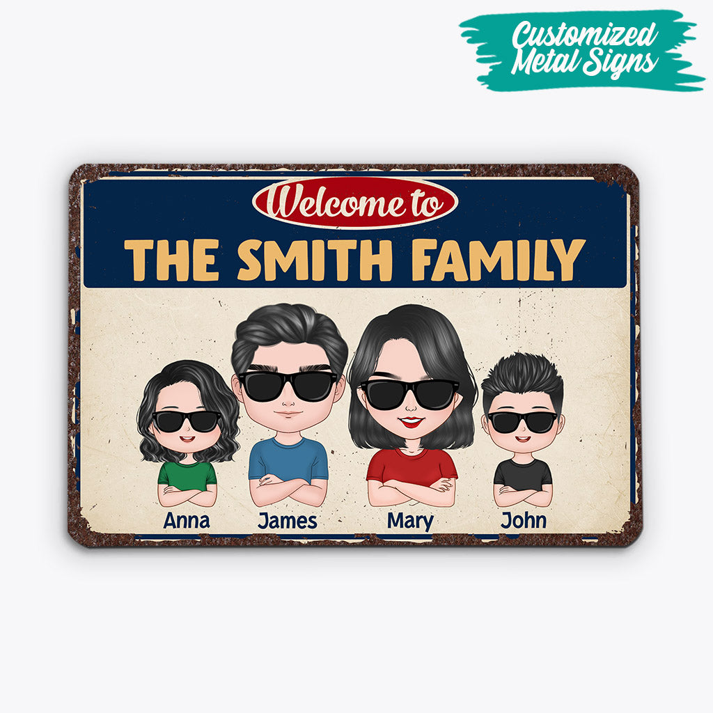 Welcome To Family Name Metal Sign - Unique Family Gifts