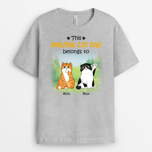 Amazing Cat Dad Belongs T-shirt - Personalized Gifts For Pet Lovers