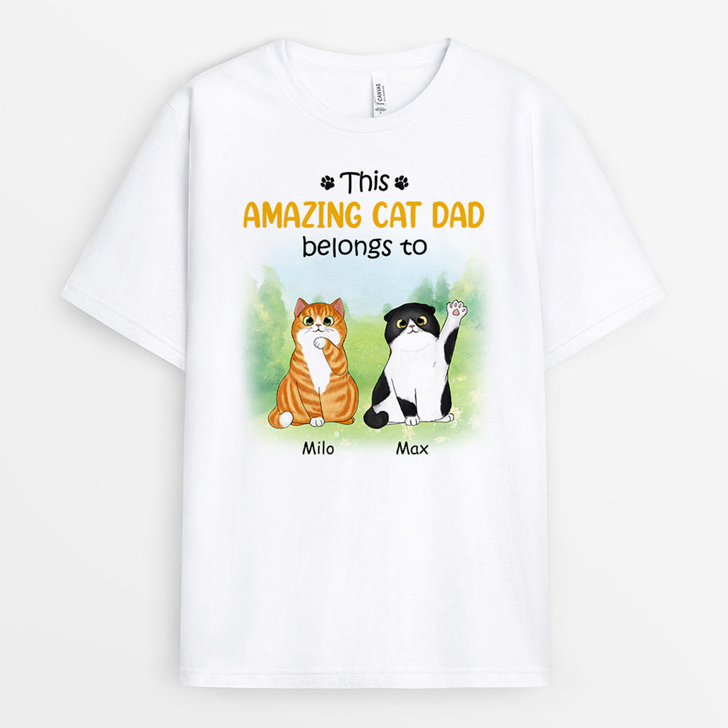 Amazing Cat Dad Belongs T-shirt - Personalized Gifts For Pet Lovers