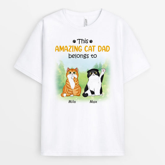 Amazing Cat Dad Belongs T-shirt - Personalized Gifts For Pet Lovers