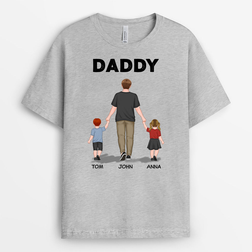 Personalized Special Daddy And Kids Walking T-shirt