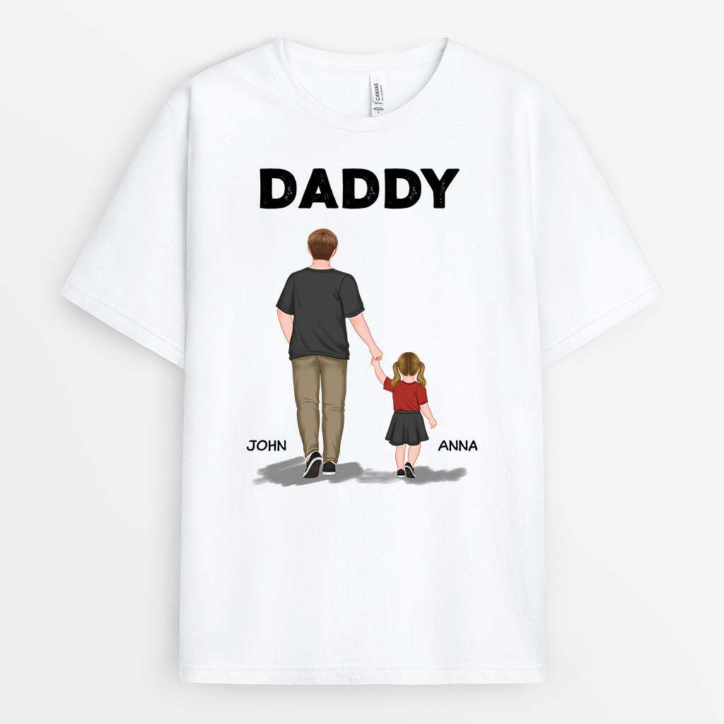 Personalized Special Daddy And Kids Walking T-shirt