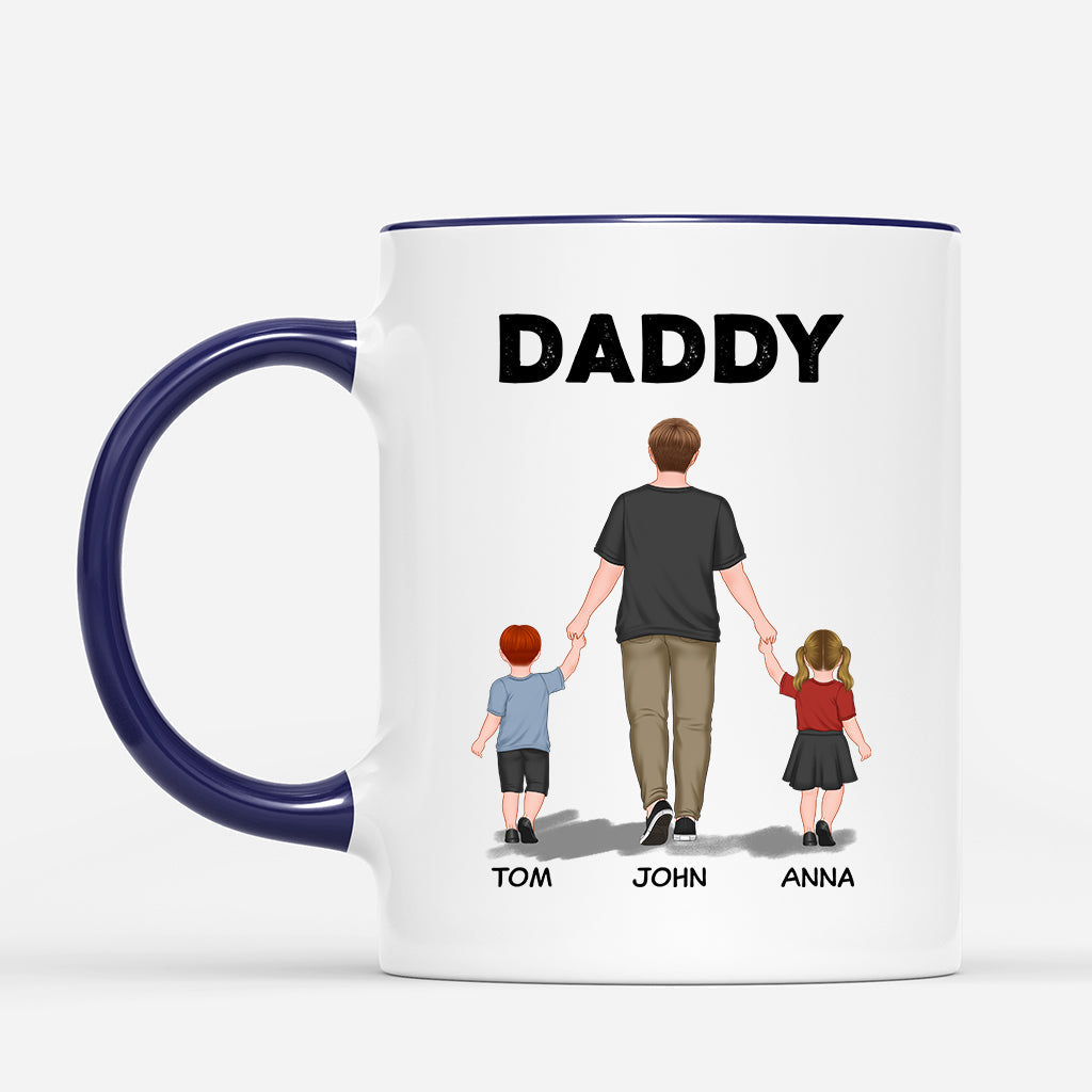 Personalized Daddy And Kids Walking Mug