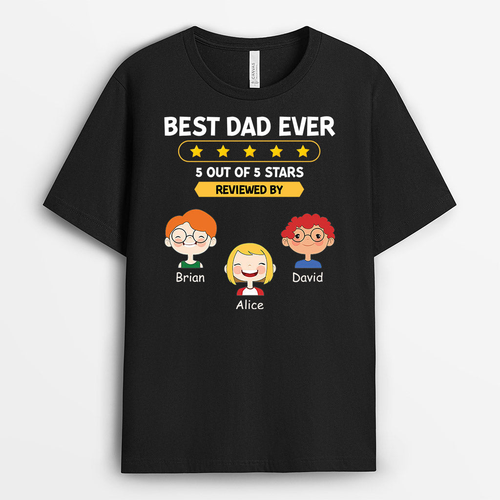 Personalized Grandpa Dad Ever Five Stars Reviewed By T-shirt