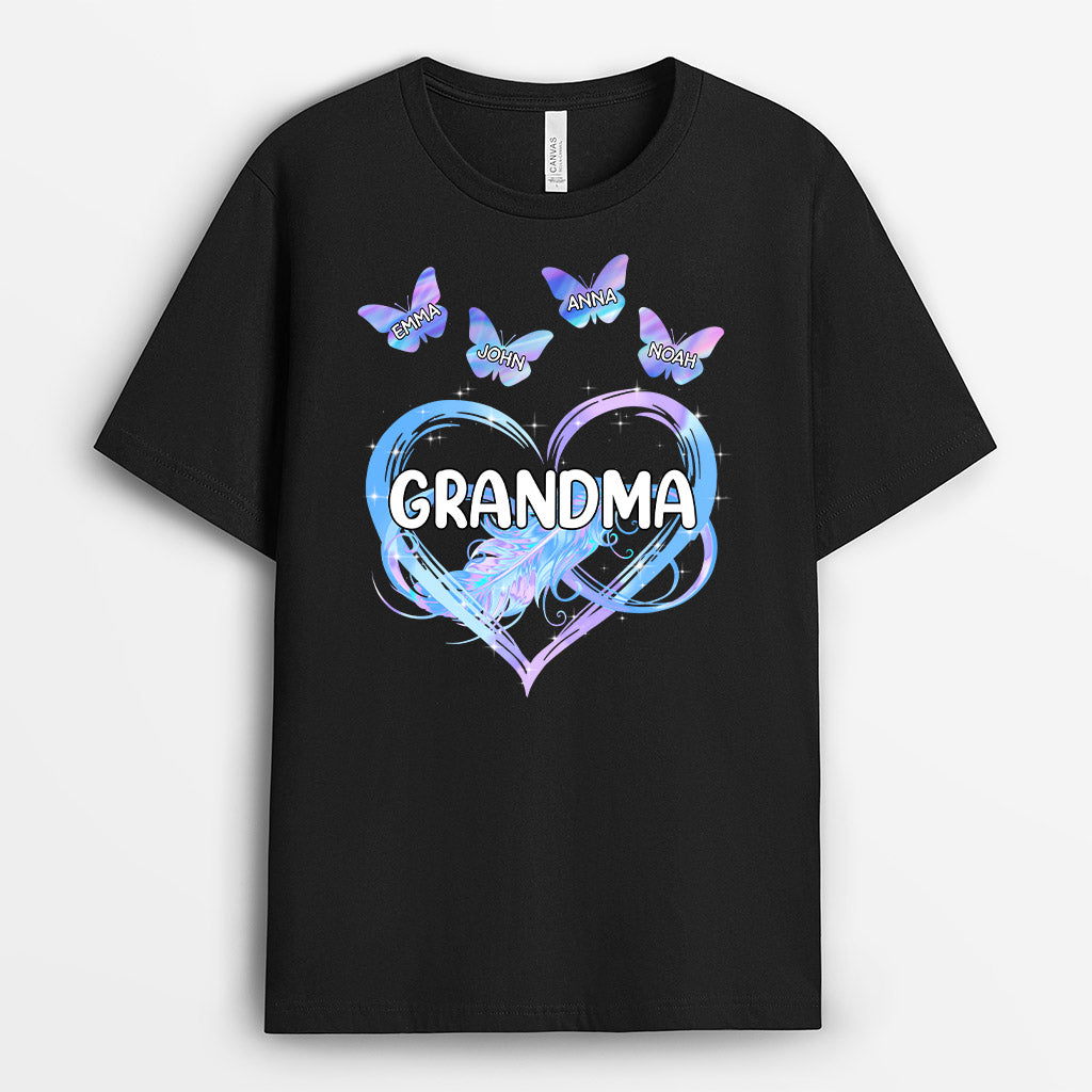 Personalized Special Mommy Grandma Heart Butterflies T-shirt