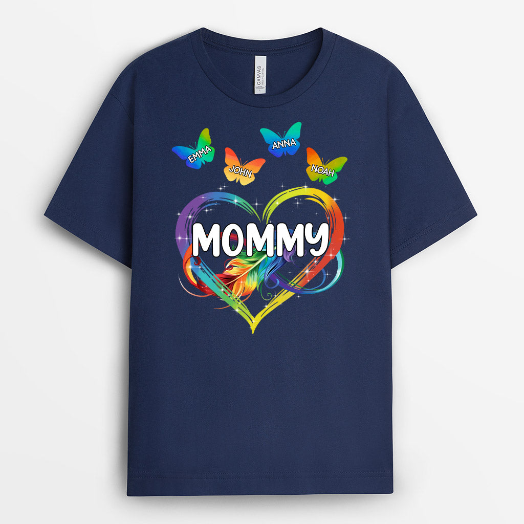 Personalized Special Mommy Grandma Heart Butterflies T-shirt