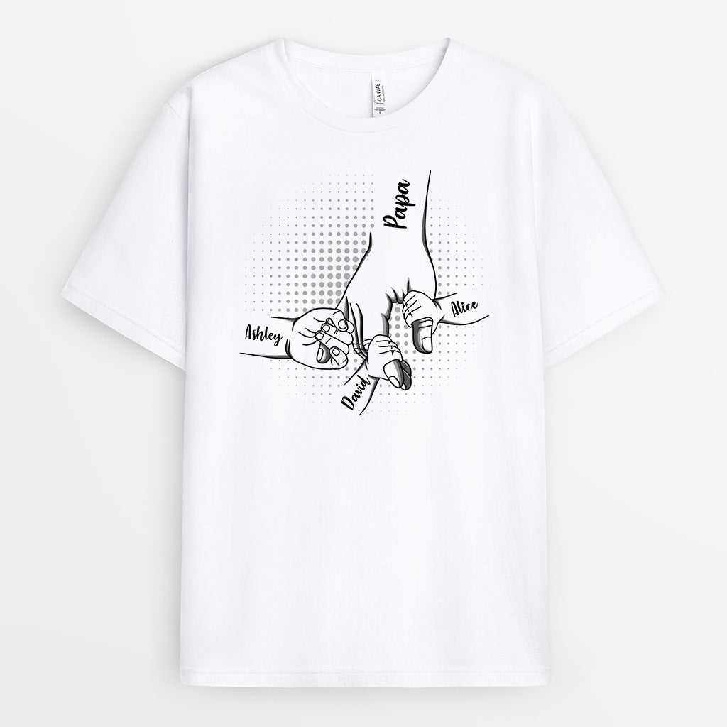Personalized Papa Holding Hands With Kids T-shirt
