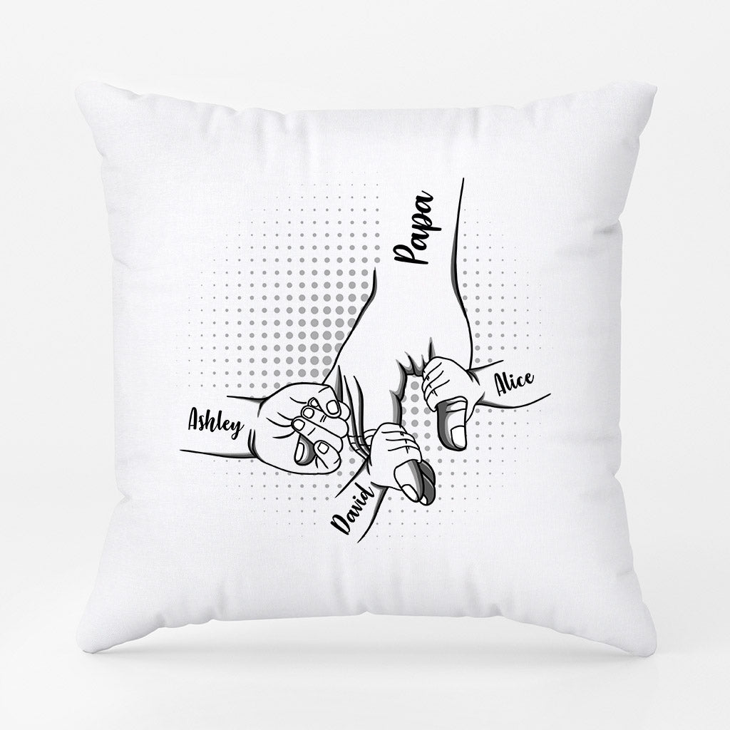 Personalized Papa/Grandpa Holding Kids Small Hands Pillow