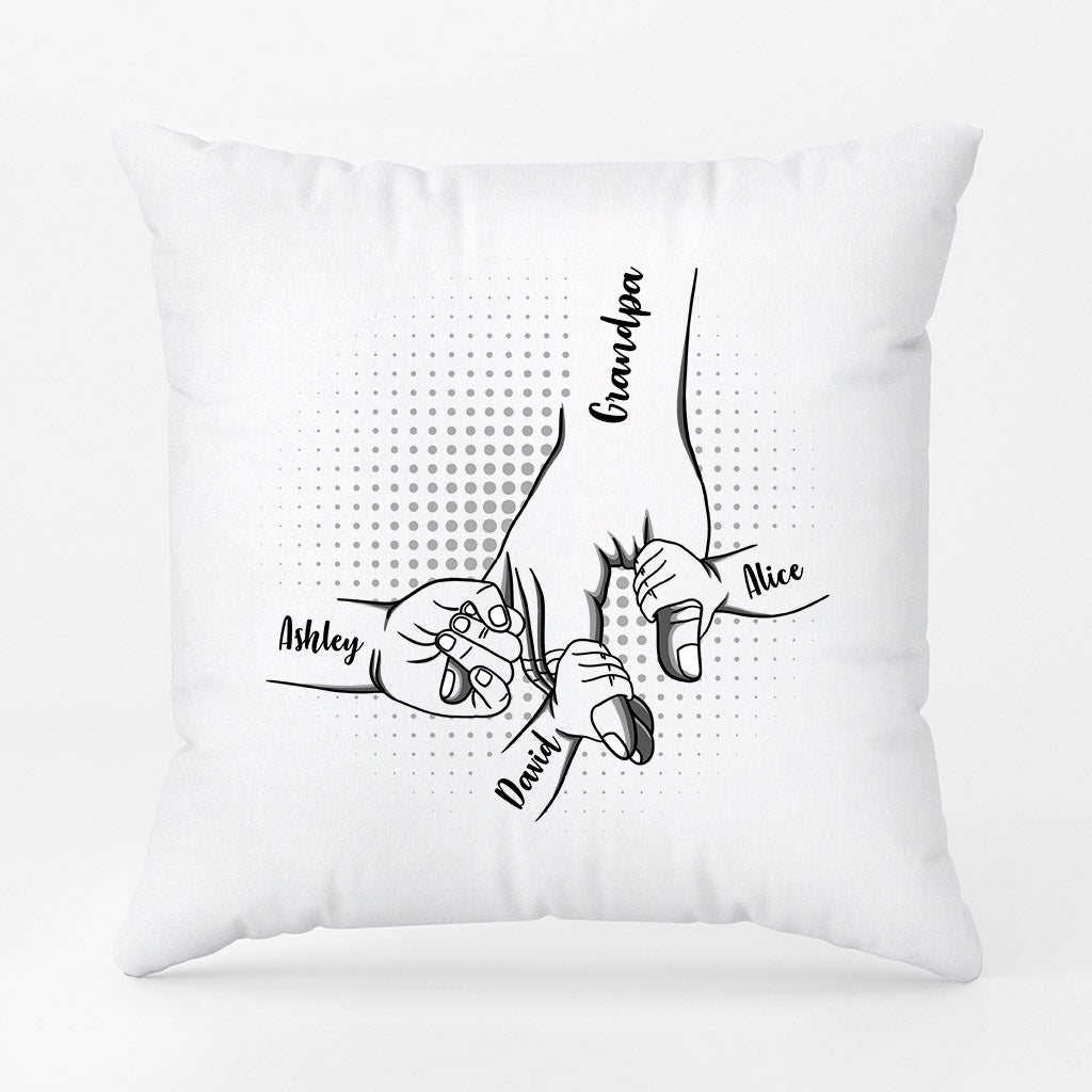 Personalized Papa/Grandpa Holding Kids Small Hands Pillow