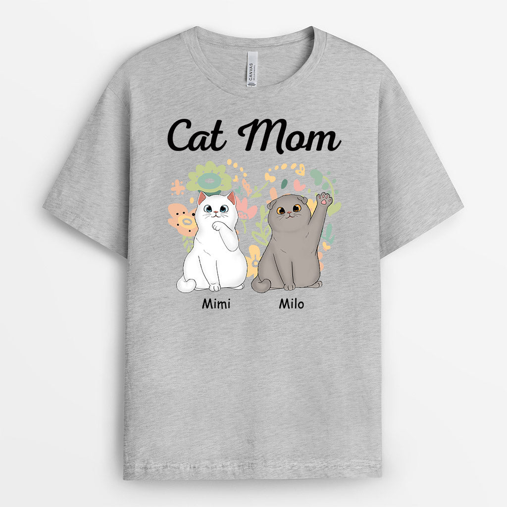 Cute And Colorful Cat Mom - Cat On A Shirt Personalized