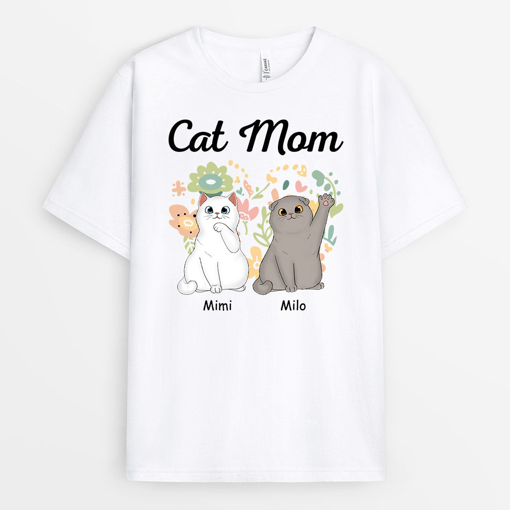 Cute And Colorful Cat Mom - Cat On A Shirt Personalized