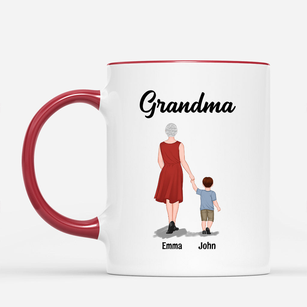 Personalized Mommy Grandma Holding Kids Hand Mug