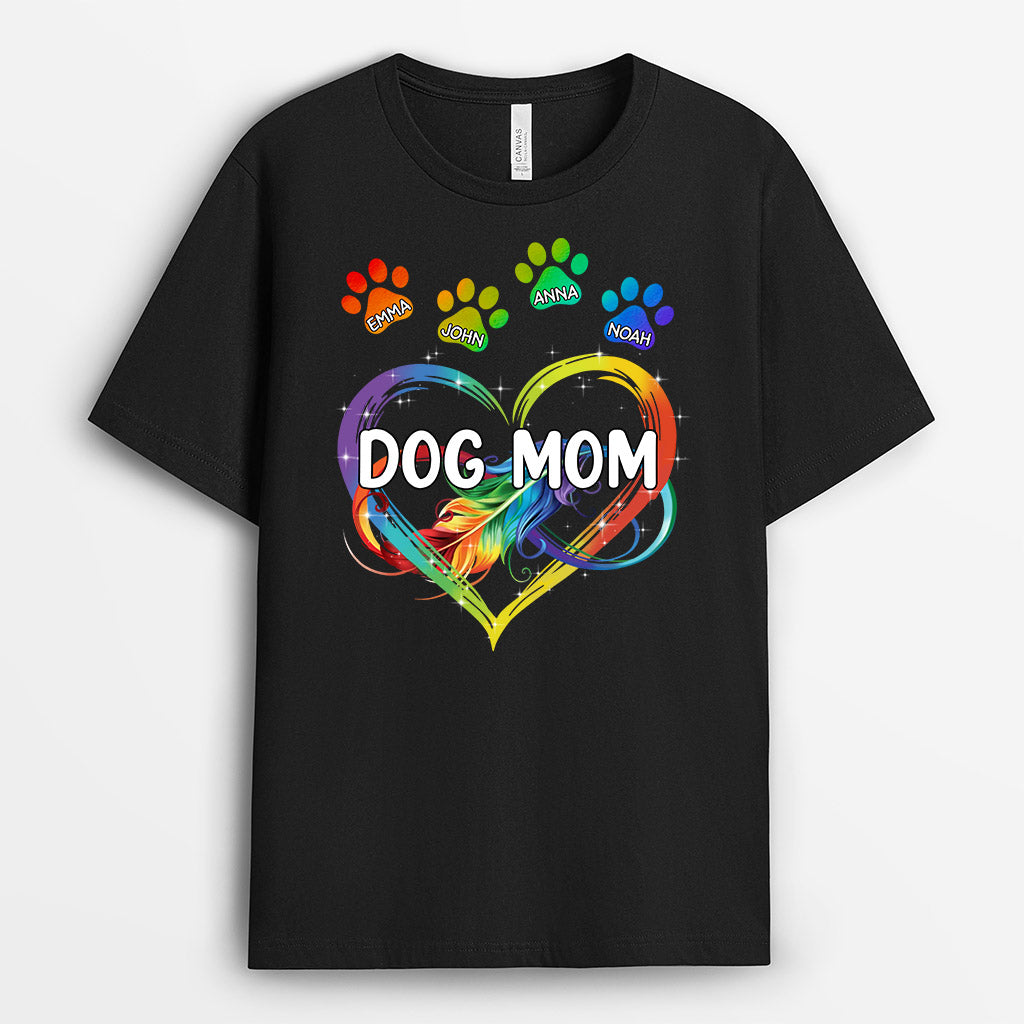 Dog Mom Heart With Paws - Custom Dog T Shirts for Humans