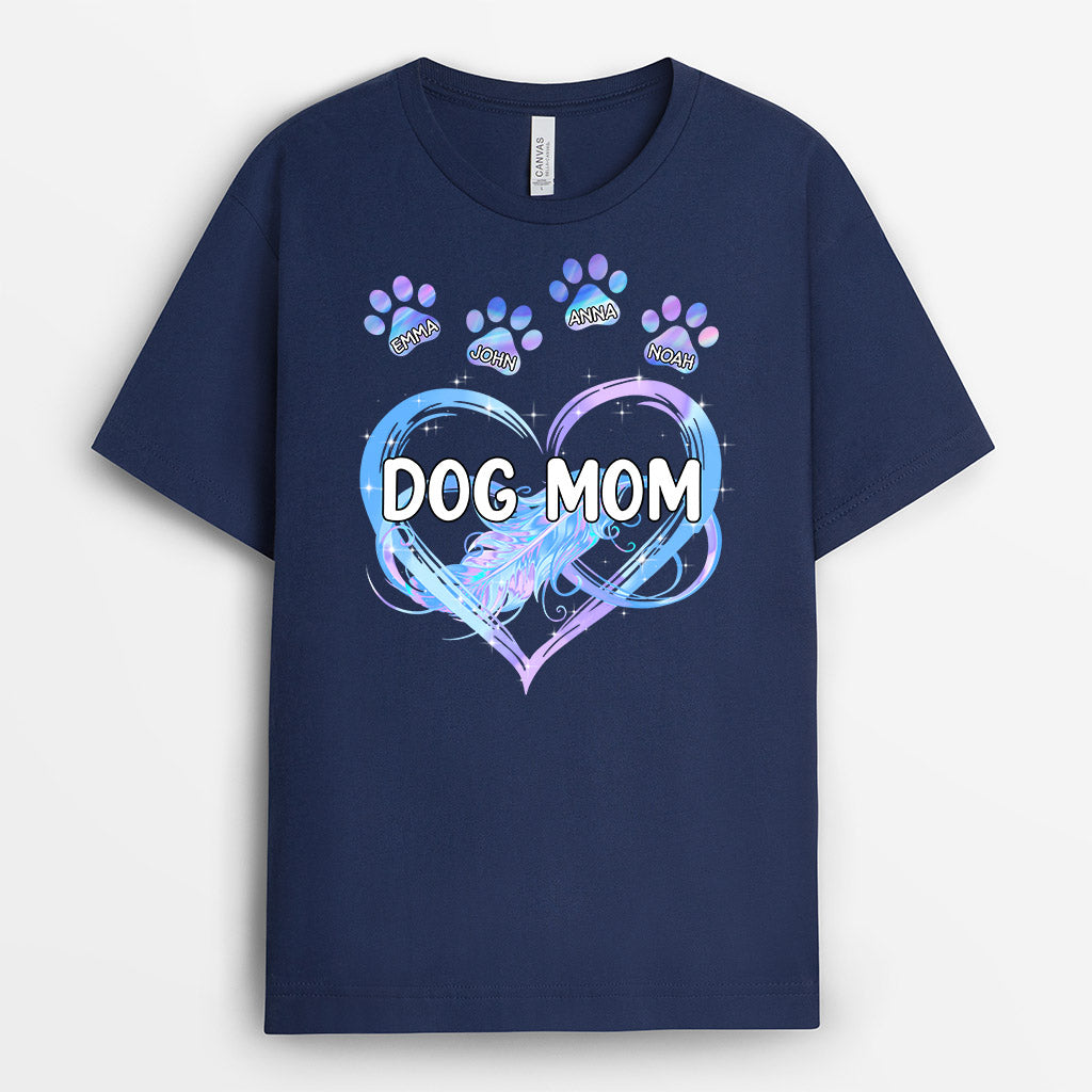Dog Mom Heart With Paws - Custom Dog T Shirts for Humans