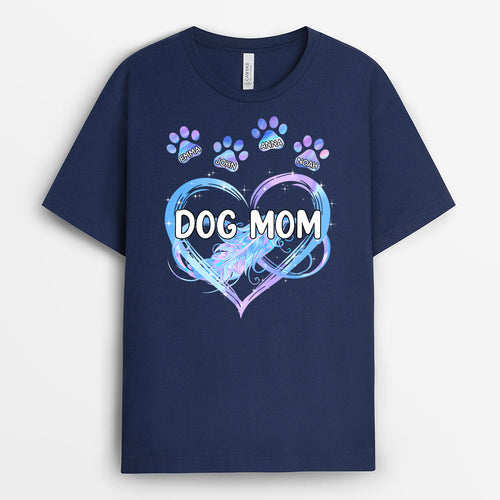 Dog Mom Heart With Paws - Custom Dog T Shirts for Humans