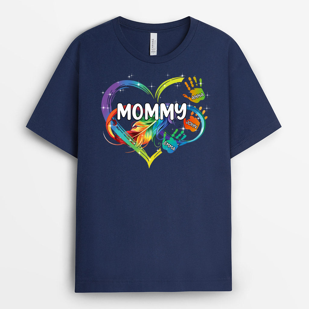 Personalized Mommy/Grandma Heart With Kids Hands T-shirt