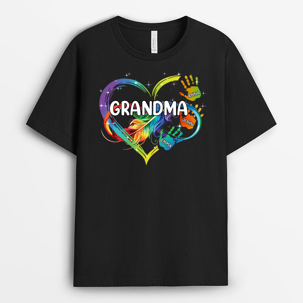 Personalized Mommy/Grandma Heart With Kids Hands T-shirt