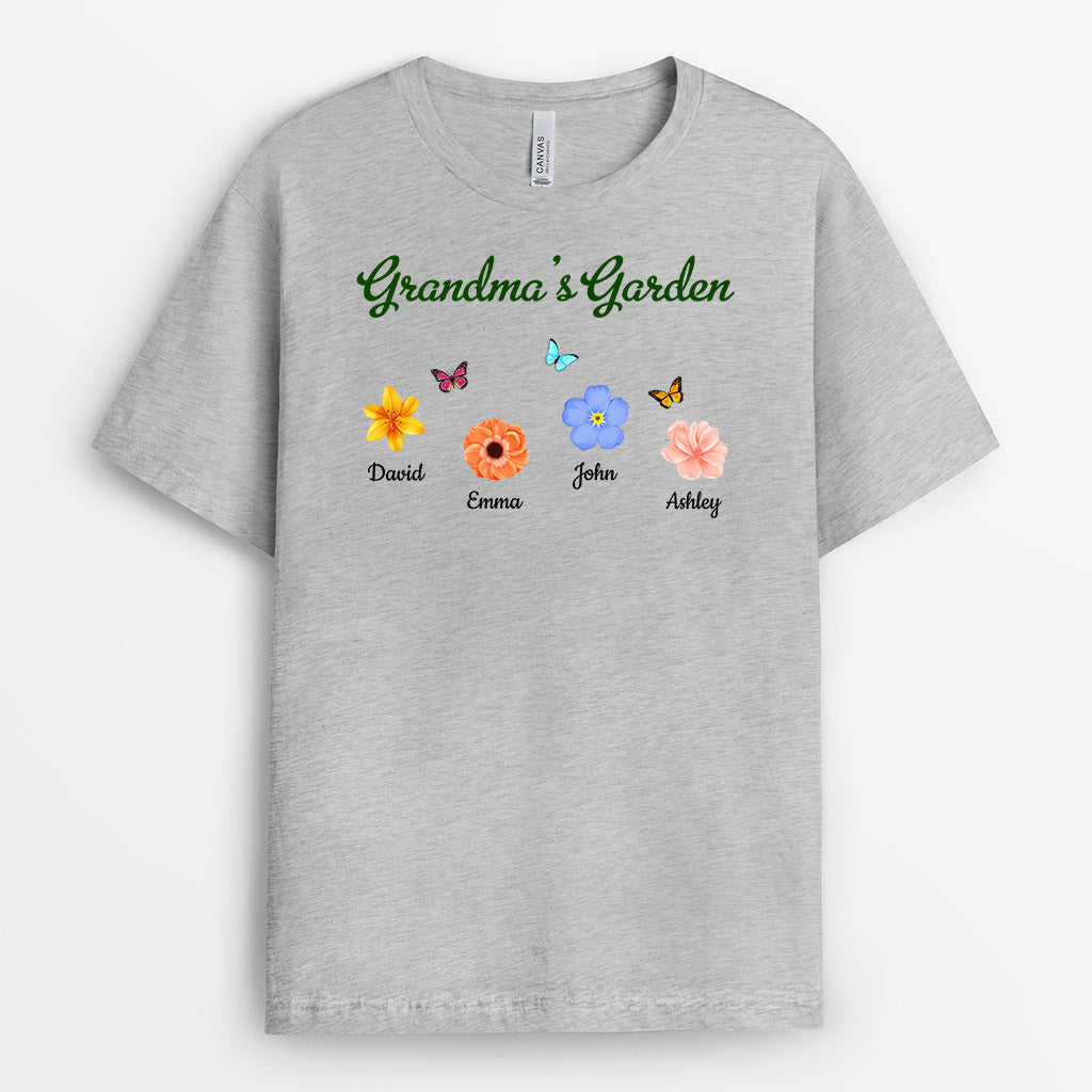 Personalized Grandma/Mommy Garden With Beautiful Flowers T-shirt