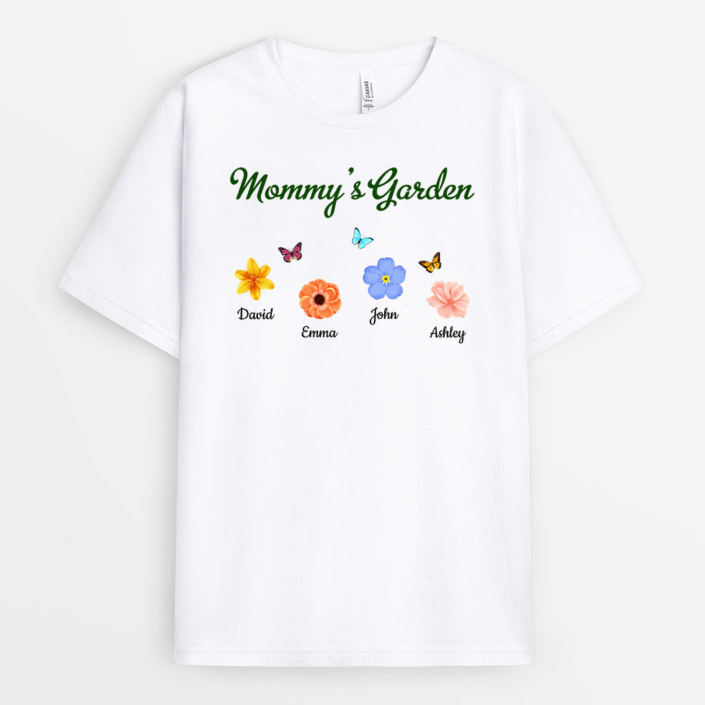 Personalized Grandma/Mommy Garden With Beautiful Flowers T-shirt