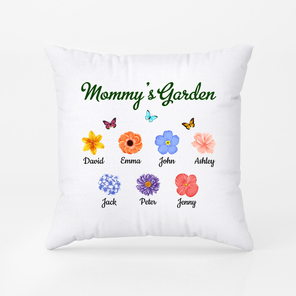 Personalized Mommy/Grandma Garden With Beautiful Flowers Pillow