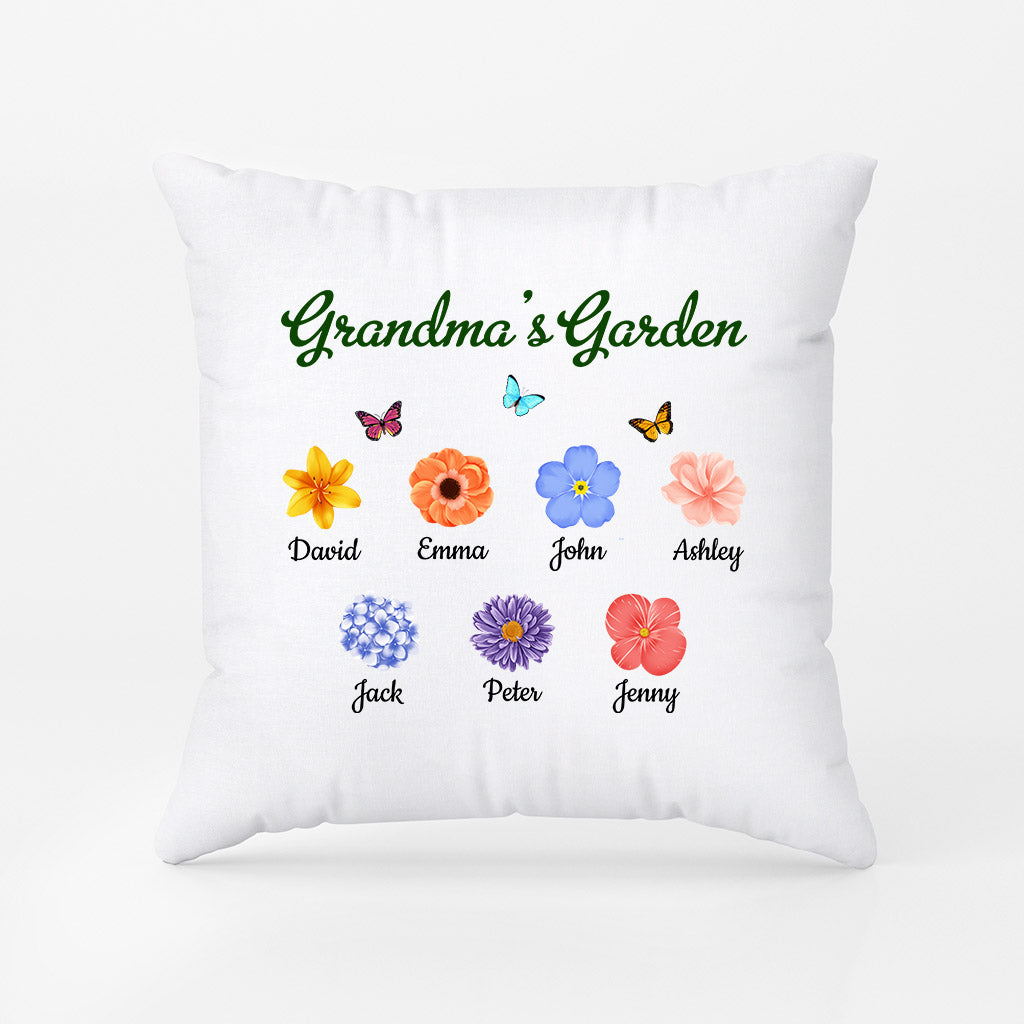 Personalized Mommy/Grandma Garden With Beautiful Flowers Pillow
