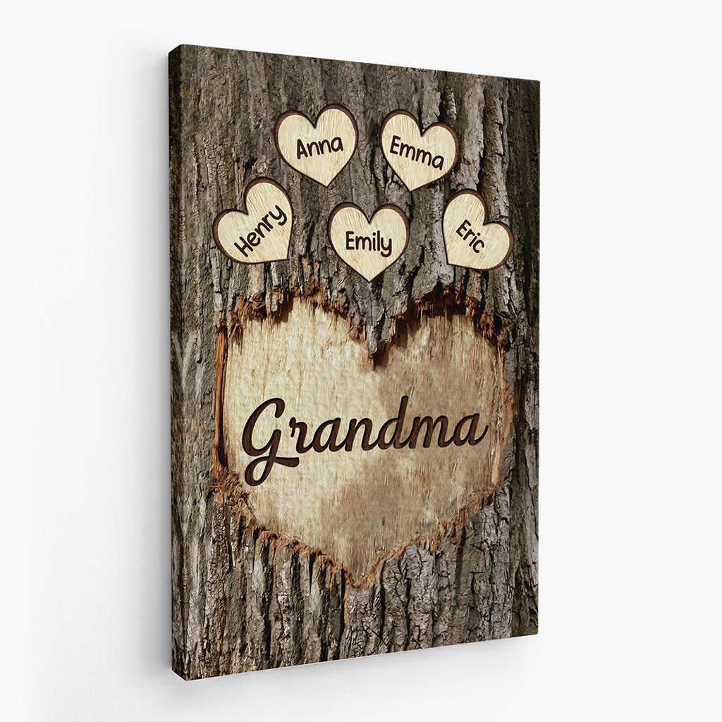Personalized Mommy/Grandma Sweet Little Hearts On Trunk Canvas