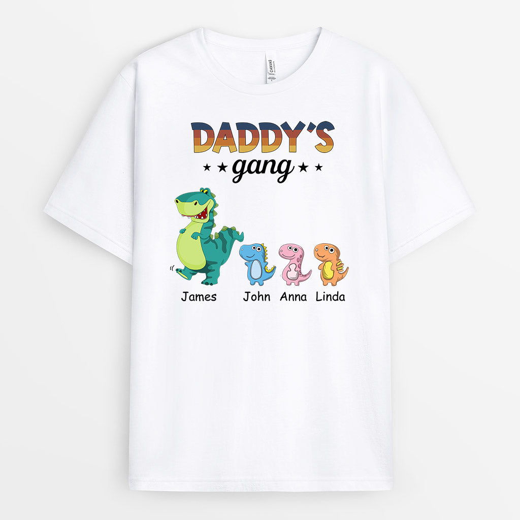 Personalized Daddy/Grandpa Cute Little Dinosaur Gang T-shirt