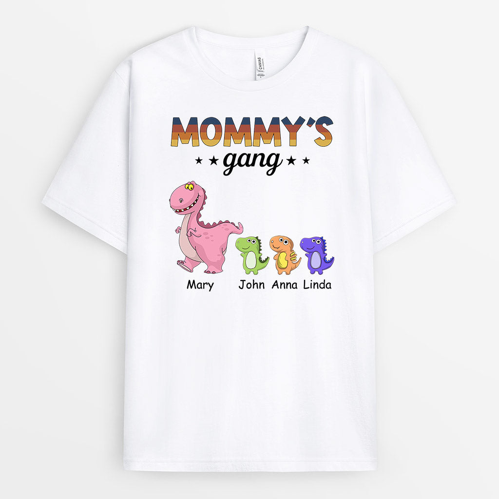 Personalized Mommy/Grandma Cute Dinosaur Gang T-shirt