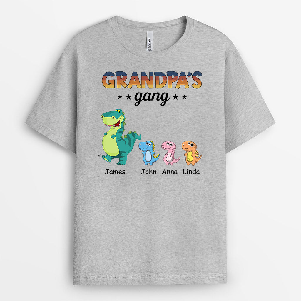 Personalized Daddy/Grandpa Cute Little Dinosaur Gang T-shirt