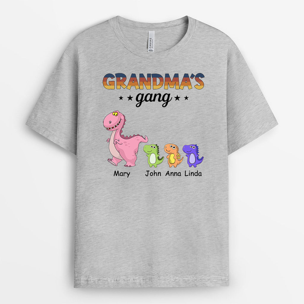 Personalized Mommy/Grandma Cute Dinosaur Gang T-shirt