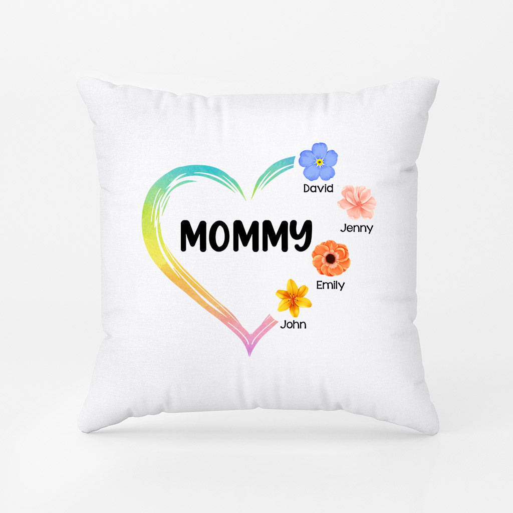Personalized Mommy/Grandma Beautiful And Colorful Flowers Pillow