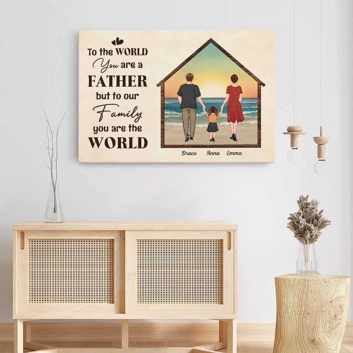 Personalized To Our Family You Are The World Father Canvas