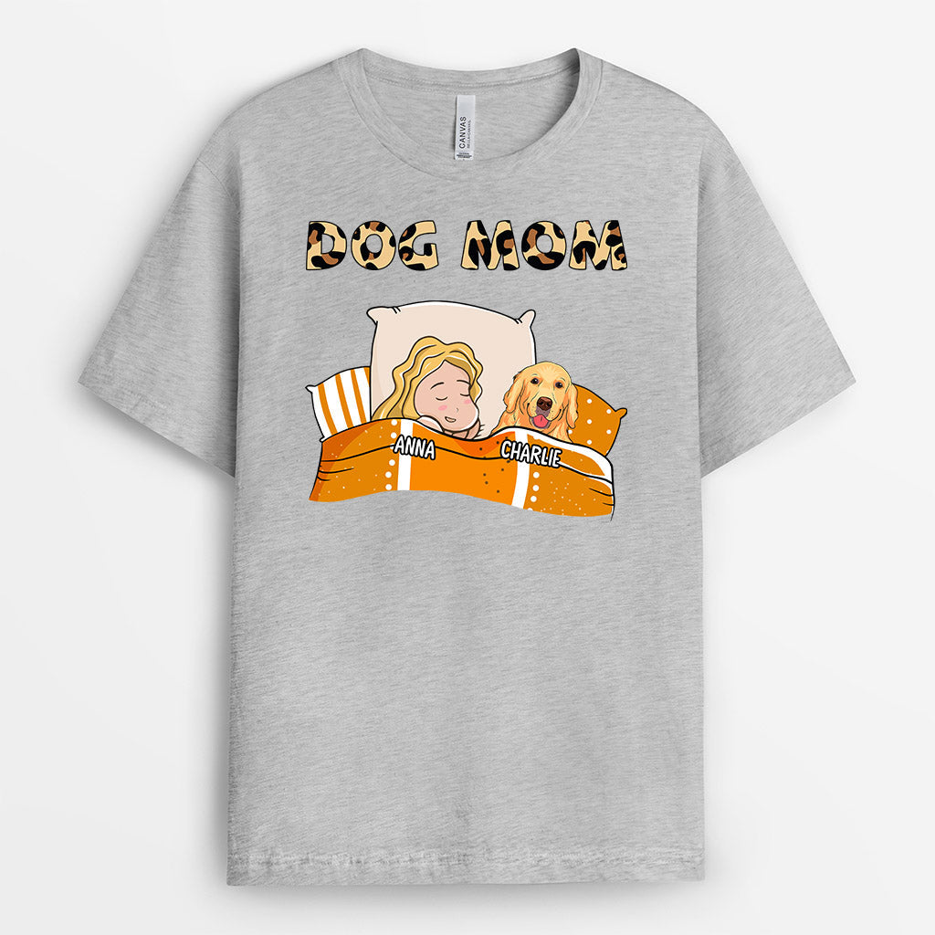 Dog Mom Sleeping T-shirt - Personalized Gifts For Dogs Lovers