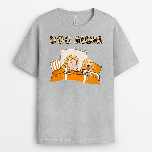 Dog Mom Sleeping T-shirt - Personalized Gifts For Dogs Lovers