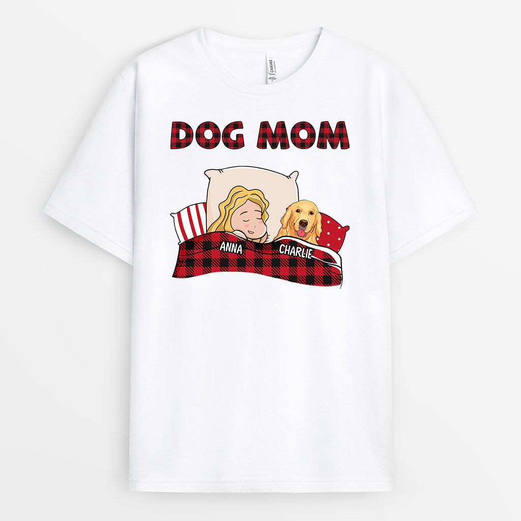 Dog Mom Sleeping T-shirt - Personalized Gifts For Dogs Lovers