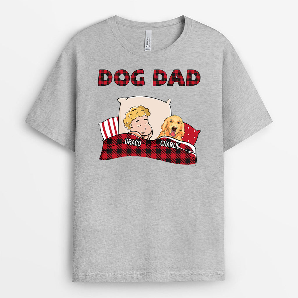 Dog Dad Sleeping T-shirt - Custom Gifts For Pet Owners