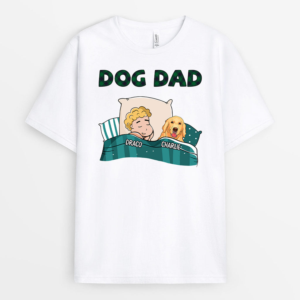 Dog Dad Sleeping T-shirt - Custom Gifts For Pet Owners