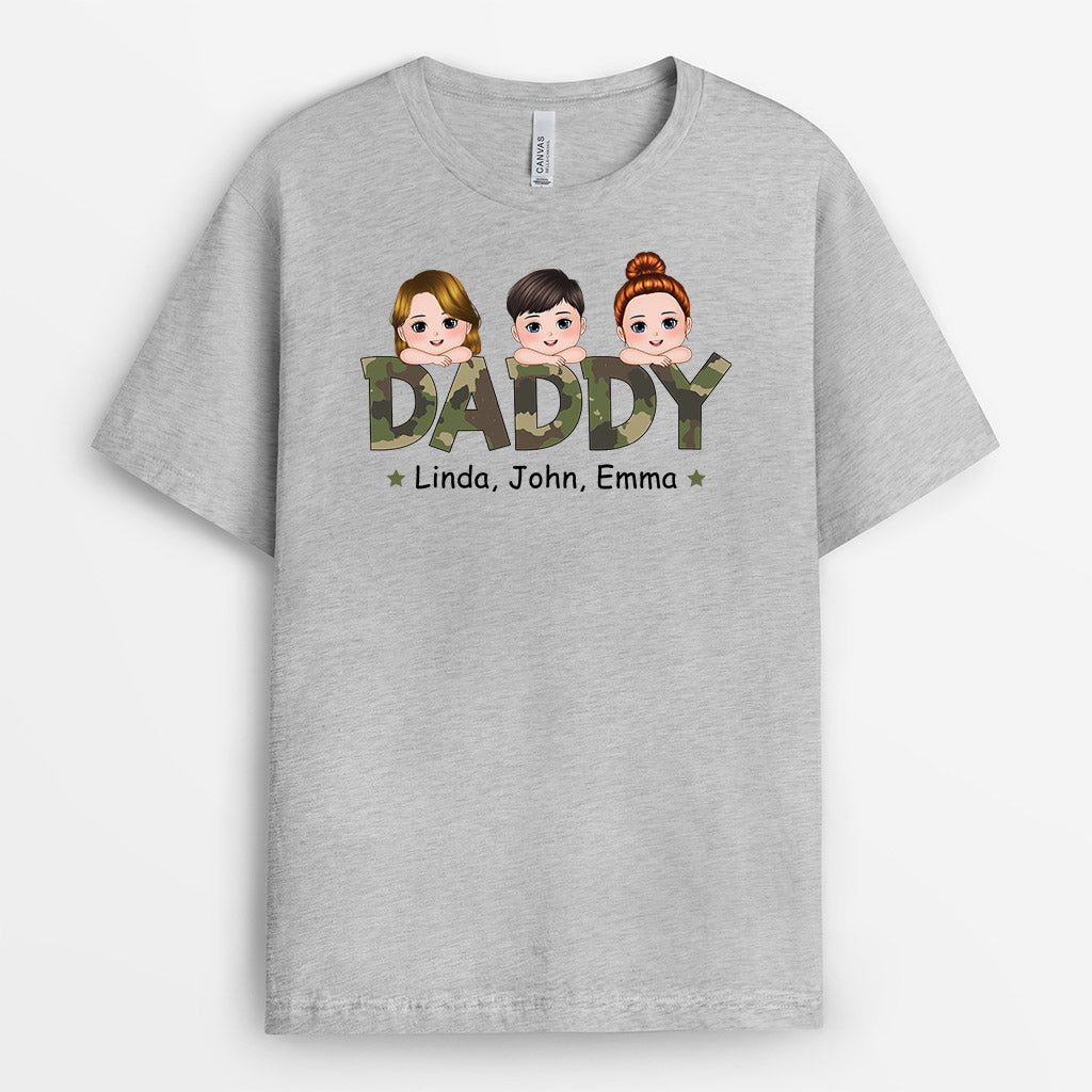 Personalized Daddy/Grandpa With Little Adorable Kids T-shirt