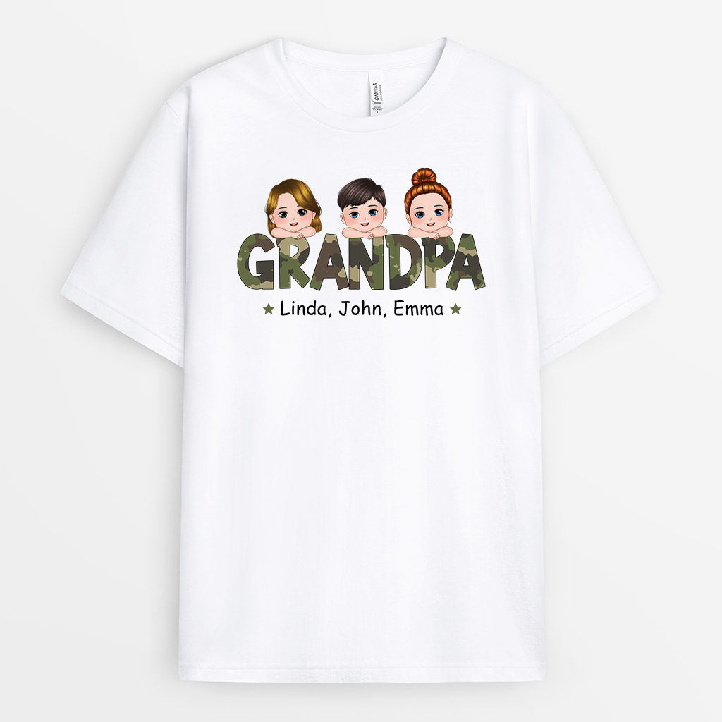 Personalized Daddy/Grandpa With Little Adorable Kids T-shirt