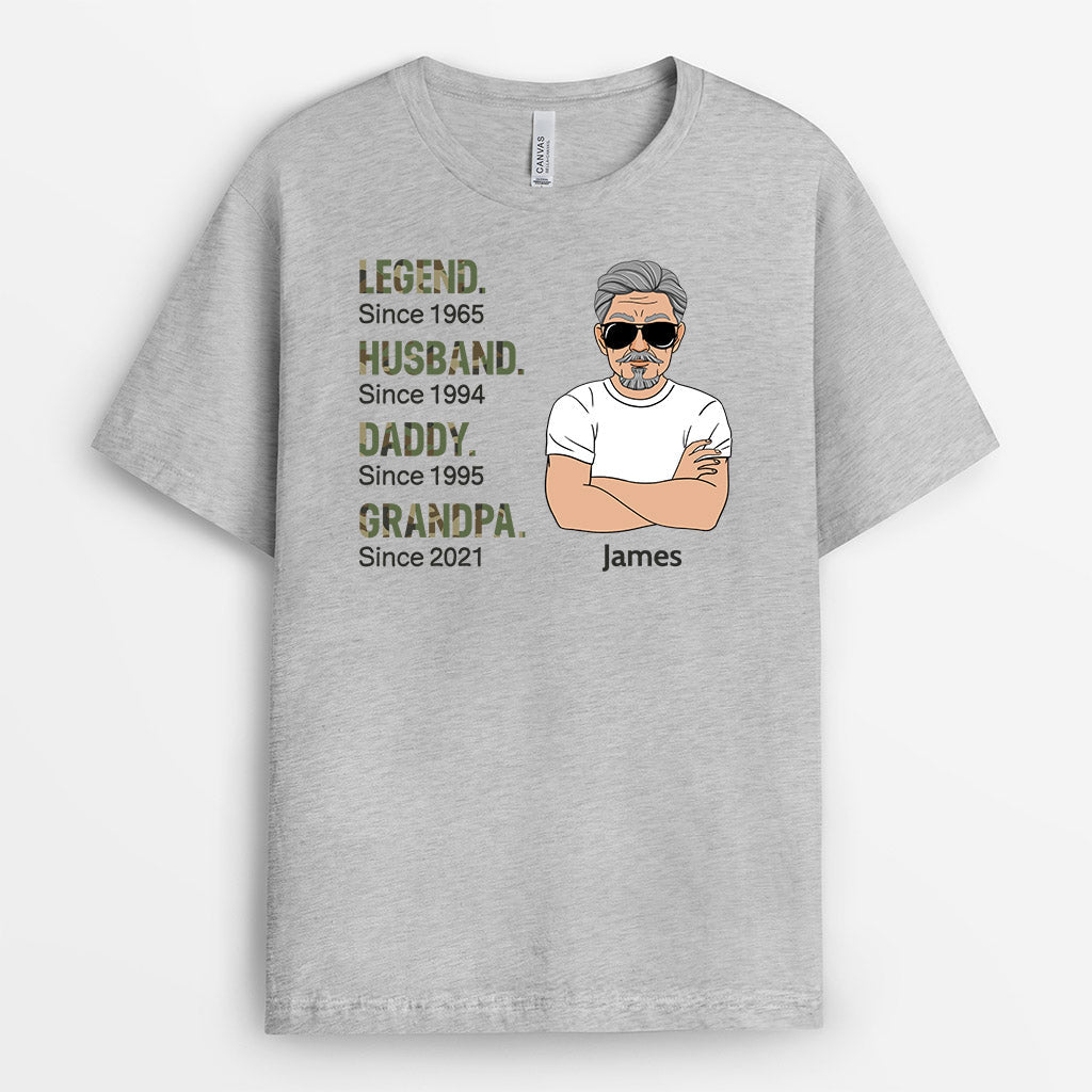 Personalized Always A Legend A Great Husband Daddy/Grandpa T-shirt