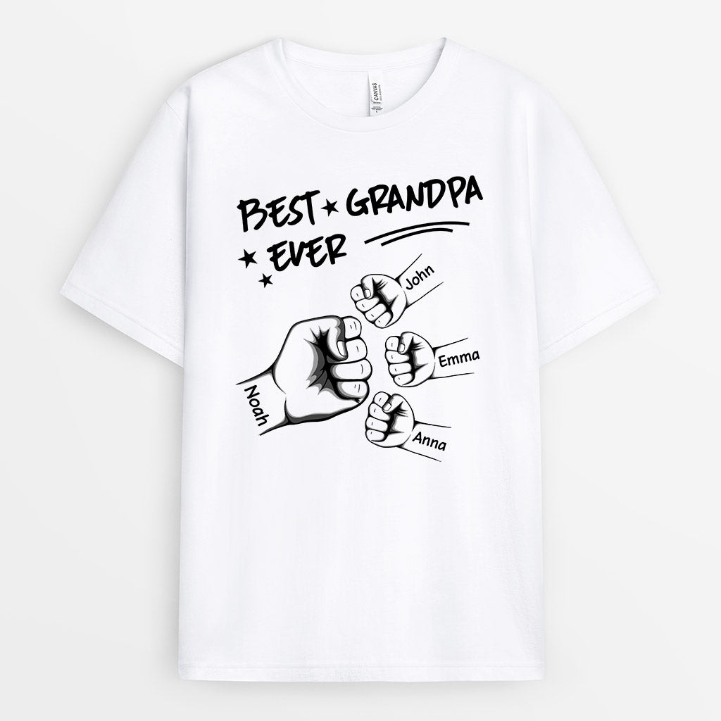 Personalized The Best Dad/Grandpa Ever With Fist Bump T-shirt
