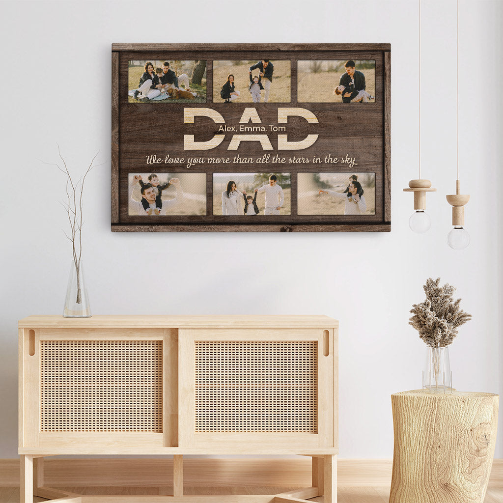 Dad/Mom We Love You More Than All Stars Canvas - Customized Family Gifts