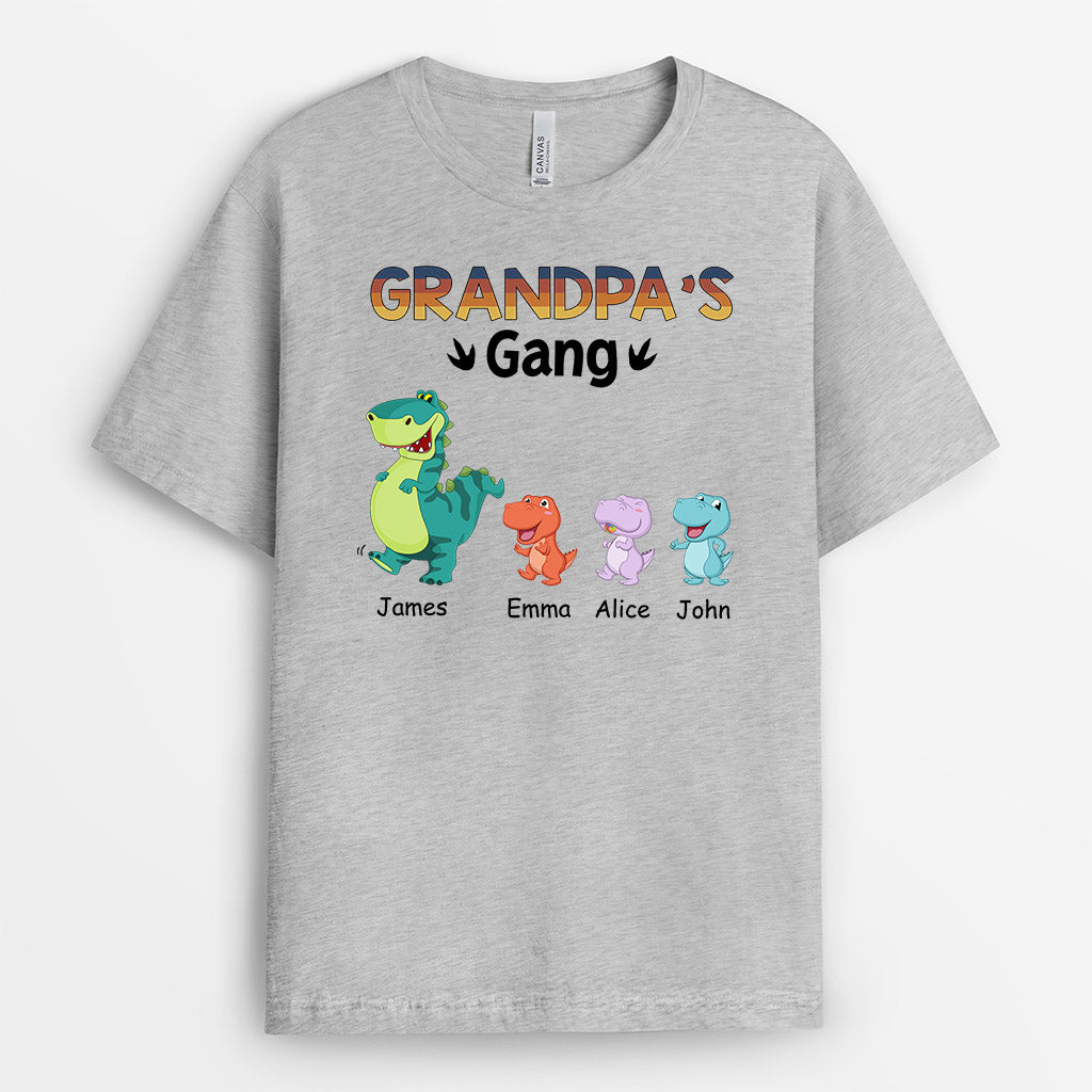 Personalized Daddy/Grandpa Cute Sweet Dinosaur Gang T-shirt