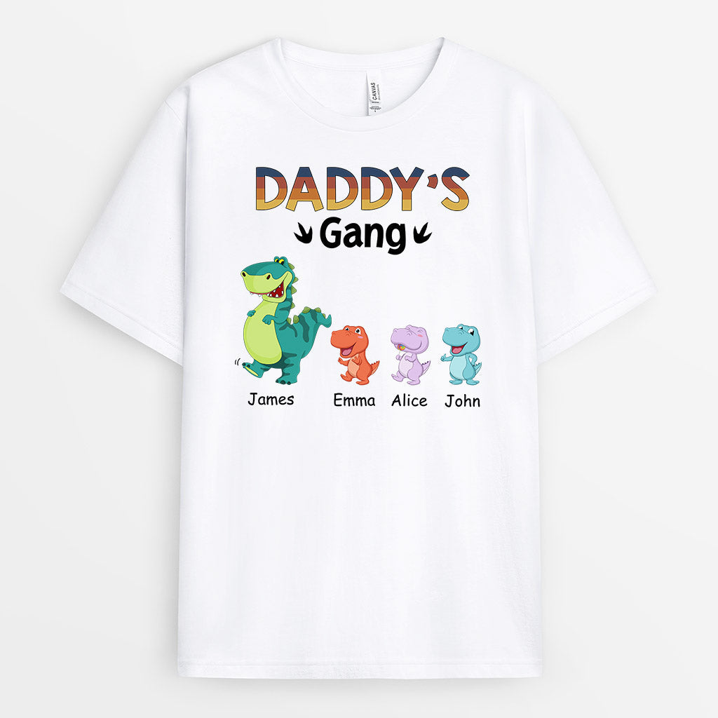Personalized Daddy/Grandpa Cute Sweet Dinosaur Gang T-shirt
