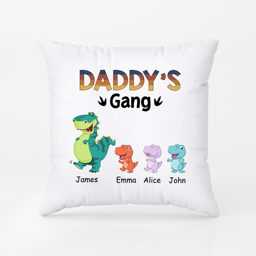 Personalized Daddy/Grandpa Lovely Dinosaur Gang Pillow