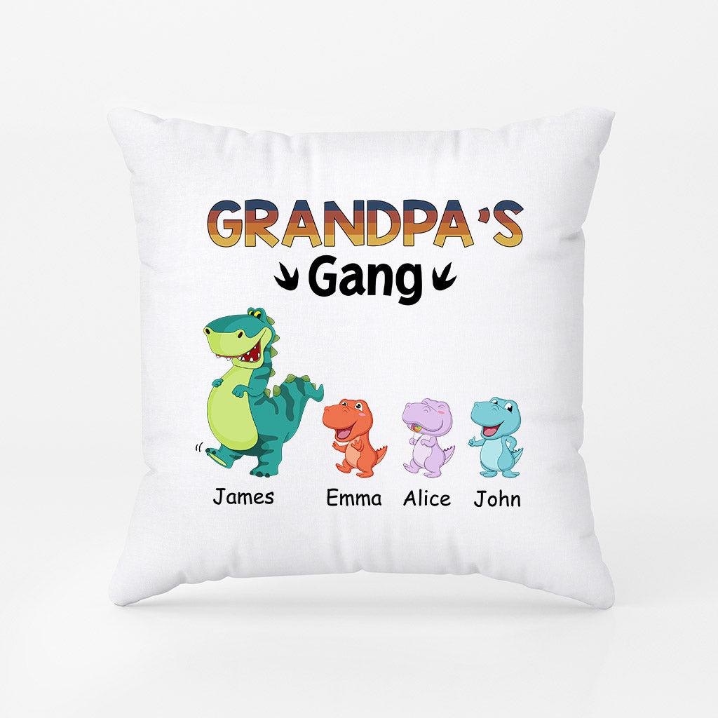 Personalized Daddy/Grandpa Lovely Dinosaur Gang Pillow