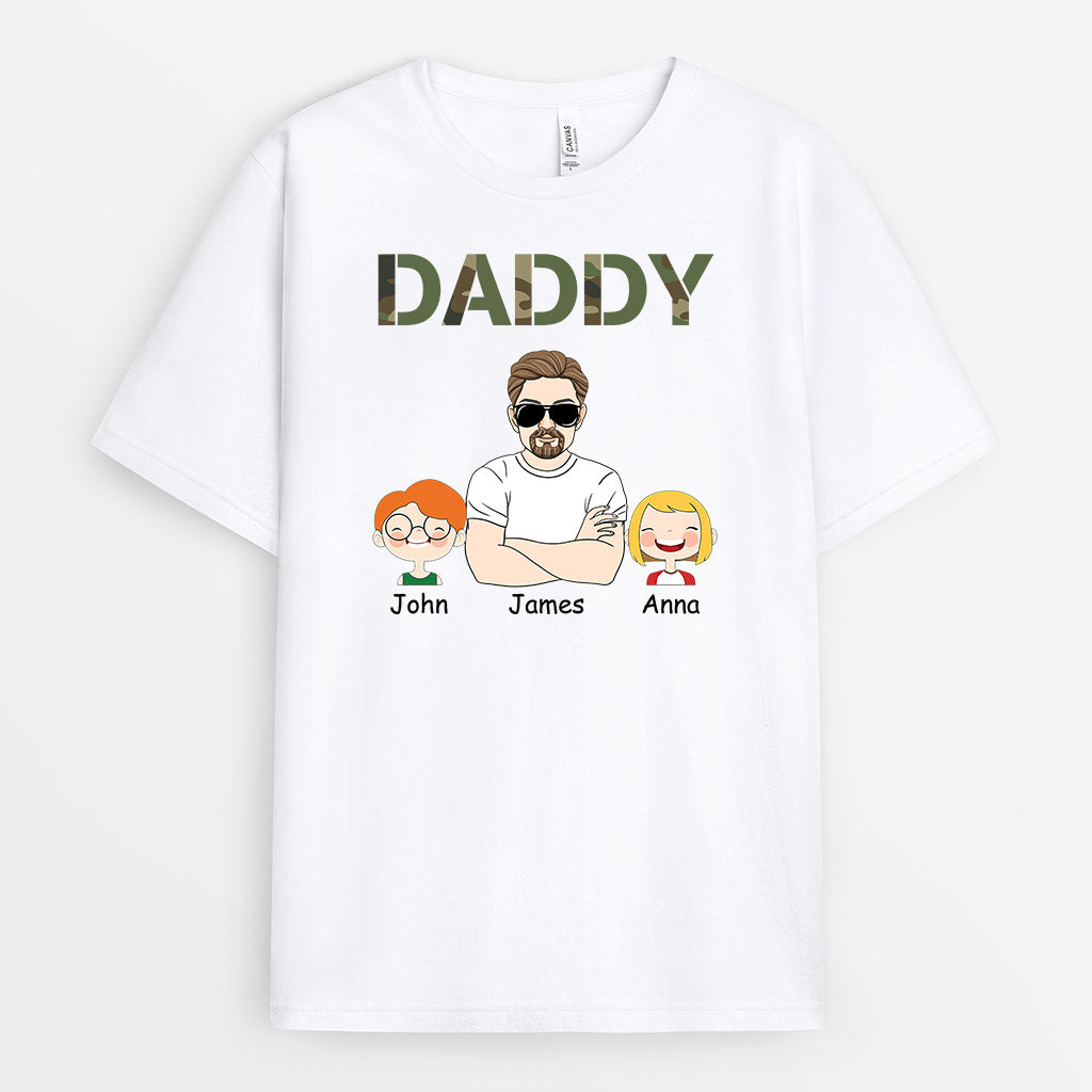 Daddy/Grandpa With Cute Kids T-shirt - Personalized Gifts For Dad