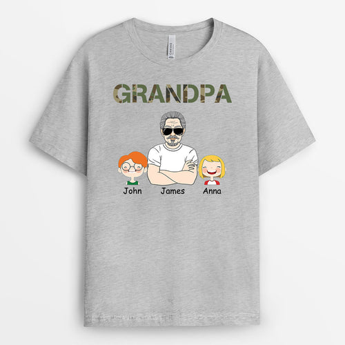 Daddy/Grandpa With Cute Kids T-shirt - Personalized Gifts For Dad