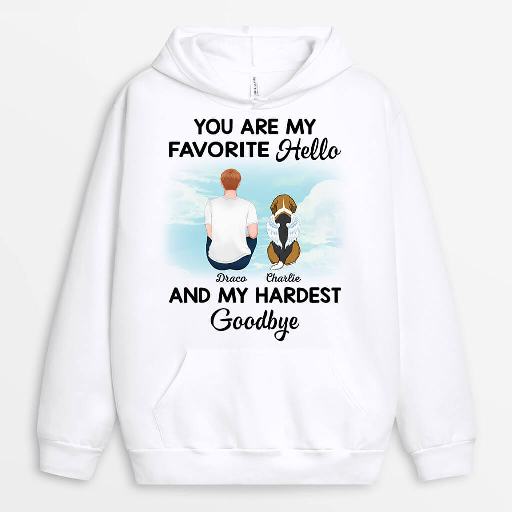 My Favorite Hello And My Hardest Goodbye Hoodie - Memorial Gifts Personalized for Dog Dad